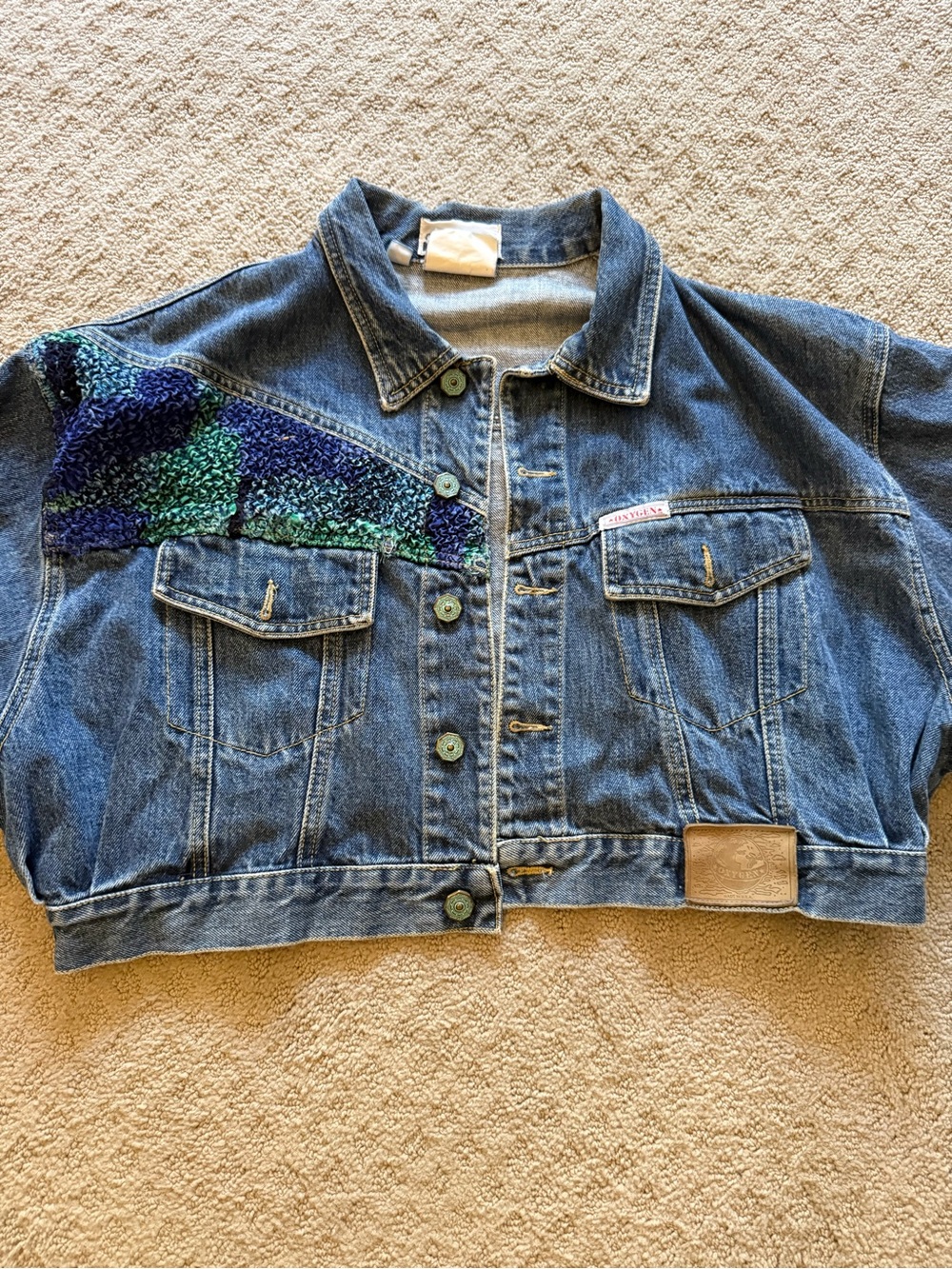 Amazing Vintage 80’s Contempo Casuals Oxygen Cropped Jean Jacket Size L 12